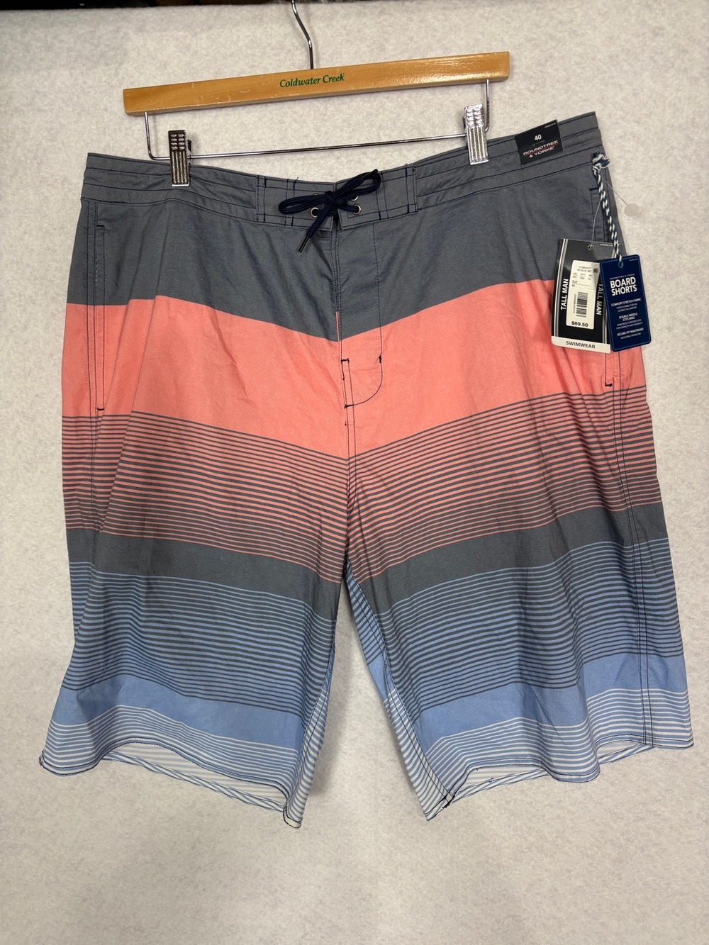 Roundtree & Yorke Coral, Slate and Blue Stripe Board Shorts
Swimwear
Tall Man